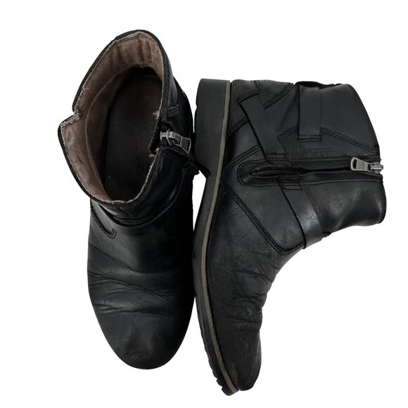 Teva Womens Waterproof Leather Ankle Zipper Boots Size 6 Black - Picture 3 of 9